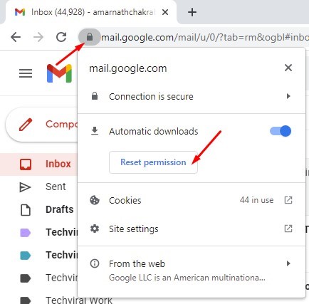 Reset the Permissions for Gmail