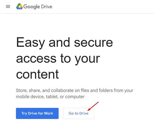 Sito web di Google Drive