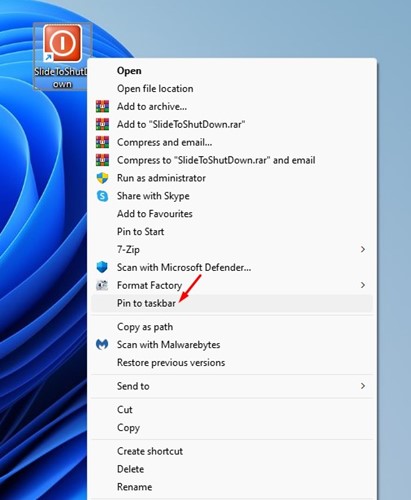 How to Add Slide to Shutdown Shortcut in Windows 11 Taskbar - 78