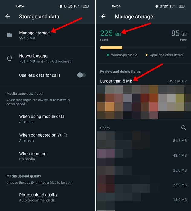 Manage WhatsApp Storage