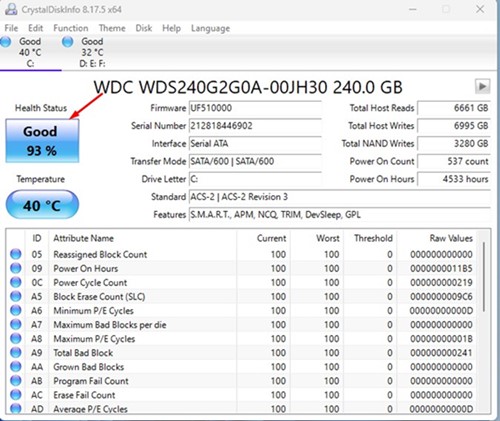 How to Estimate the Remaining Lifespan of SSD in Windows - 37