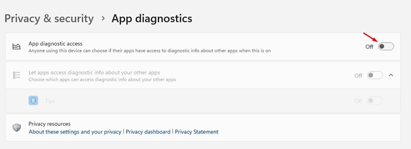 App diagnostic access