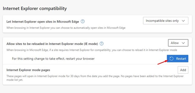 Enable Internet Explorer Mode in Microsoft Edge