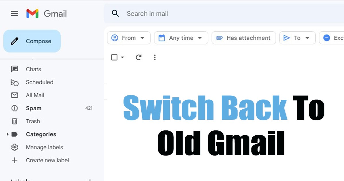 Przełącz się z powrotem do starego widoku Gmaila