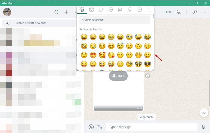 Use Message Reaction on WhatsApp Web