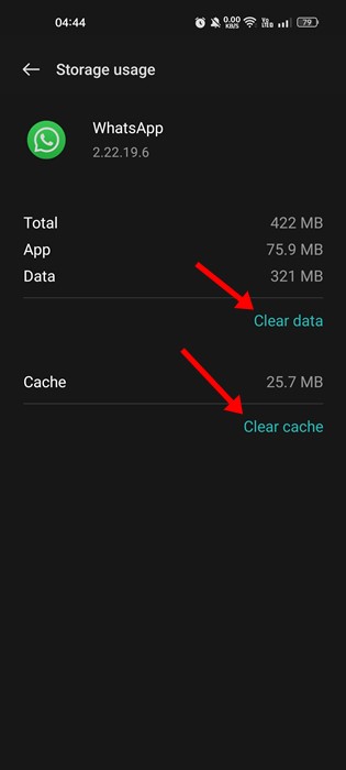 clear the App cache