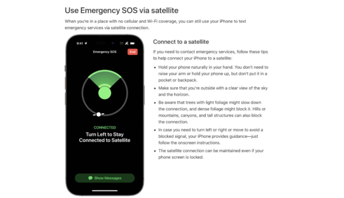 Apple Satellite Connectivity Feature in iPhone 14