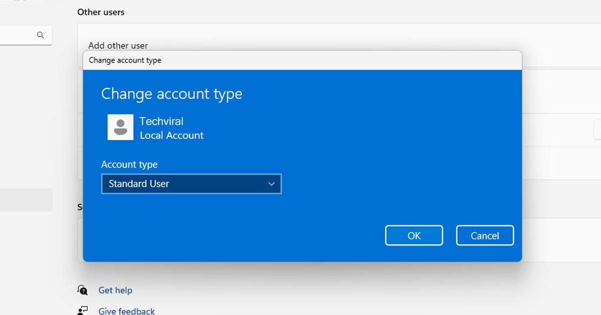 Change Account Type on Windows 11