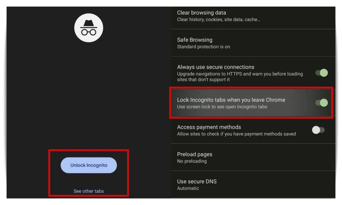 How to lock Google Chrome's incognito tabs with a Fingerprint or