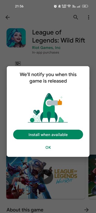 Install when available