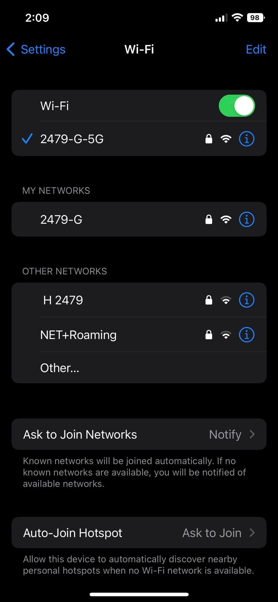 available WiFi networks