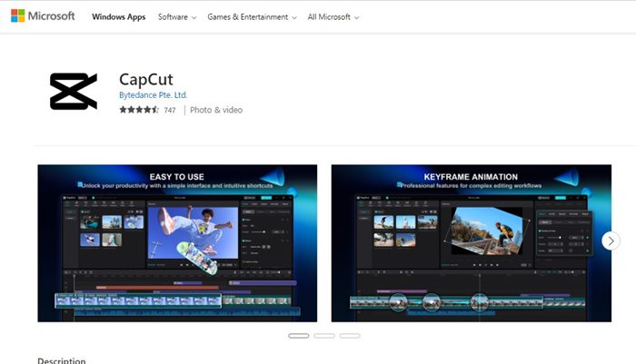 Tải xuống Capcut cho PC từ Microsoft Store