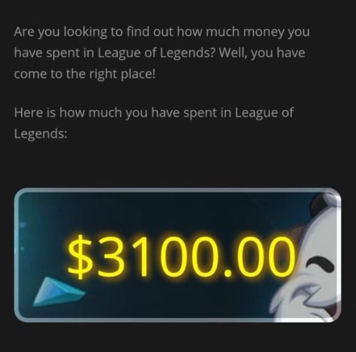 how much you spend on League of Legends (LOL)