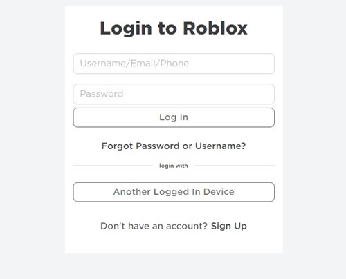 log in to your Roblox Account