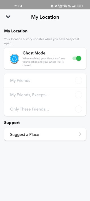 Does ghost Mode hide your snap score?