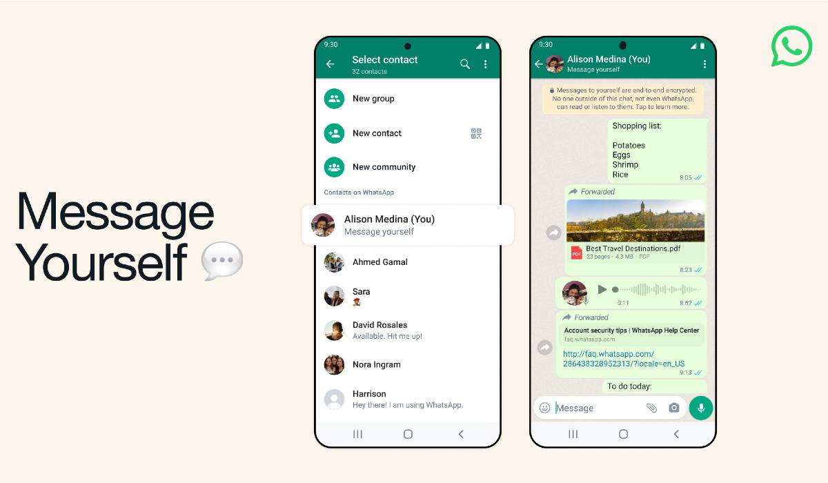 Mensagem do WhatsApp para você mesmo Todos os detalhes