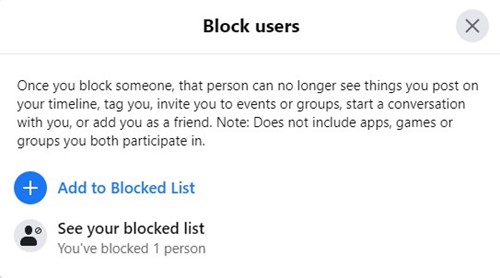 Você bloqueou o usuário