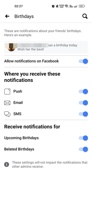 Allow notifications on Facebook