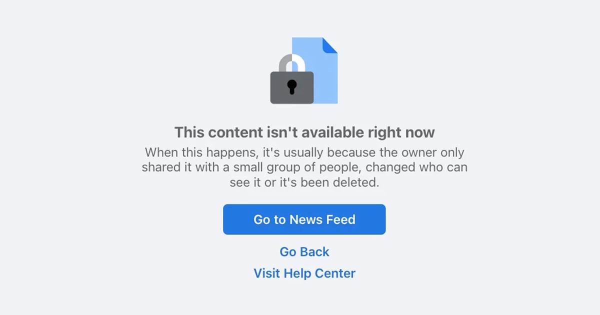 Fix Facebook Content Is Not Available Error