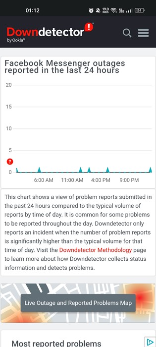 Verifique se o Messenger está enfrentando um problema técnico