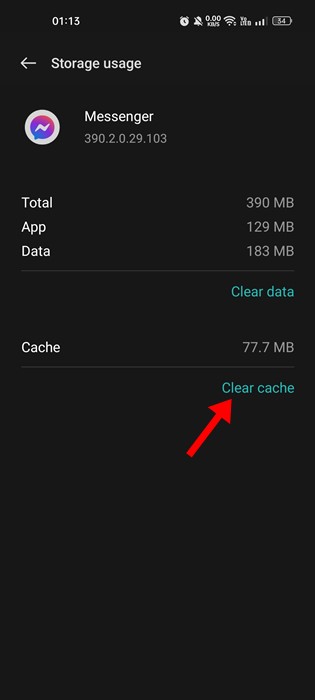 Cancella cache