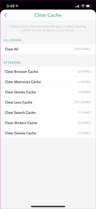 Como limpar o cache do Snapchat no iPhone