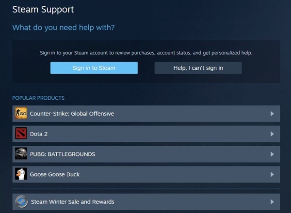 Steam Desteğini Kullanın