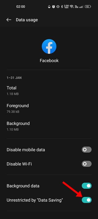 Unrestricted Data Usage