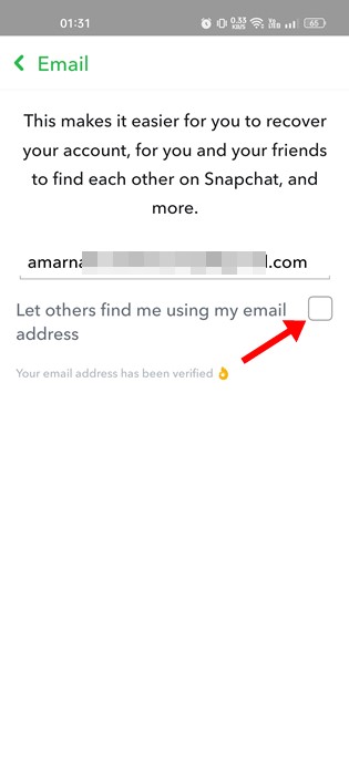 Let others find me using my email address