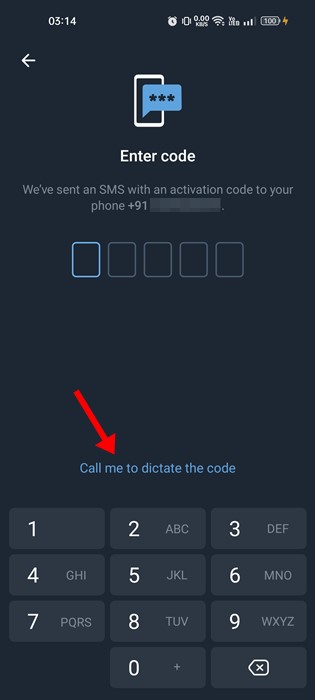 telegram sms code not received