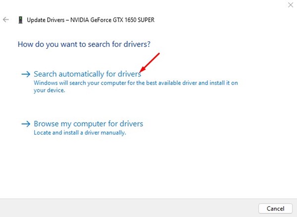 Search driver automatically