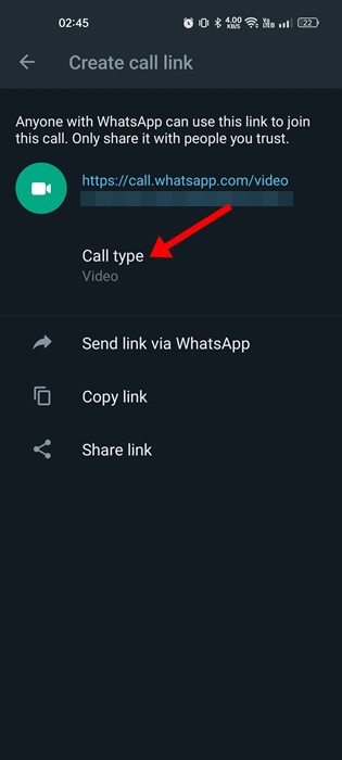 How to Create WhatsApp Call Link  Audio   Video  - 1