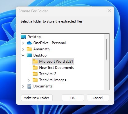 select the folder