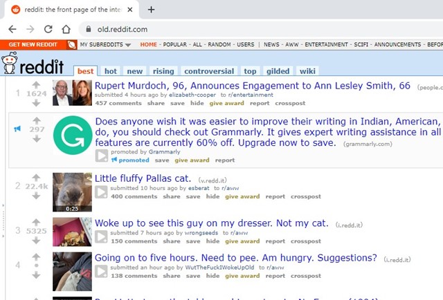 antigo layout do Reddit