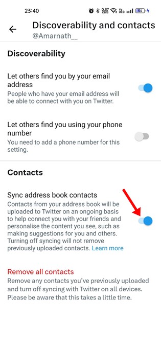 Sync address book contacts