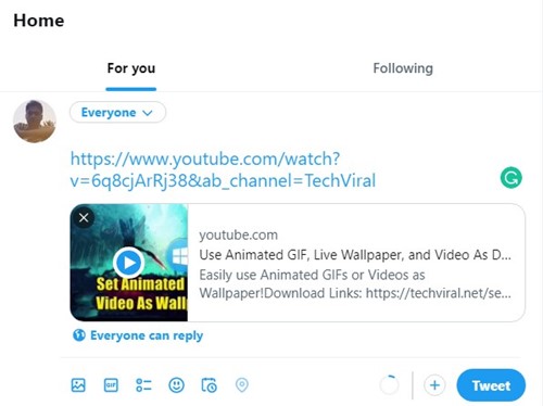 YouTube Video Bağlantısını Twitter'da paylaşın