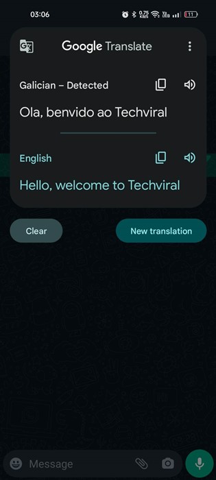 text translation in real time