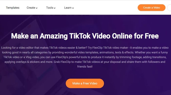 Editor de vídeo FlexClip TikTok