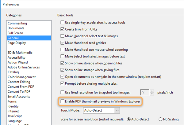 Exibir miniaturas de PDF no Windows usando o Adobe Acrobat