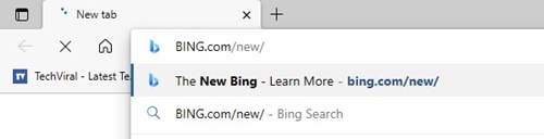 Bing AI Chat webpage