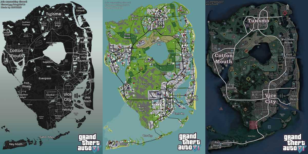 Comparison: the size of the map from the GTA 6 leak is much larger than the