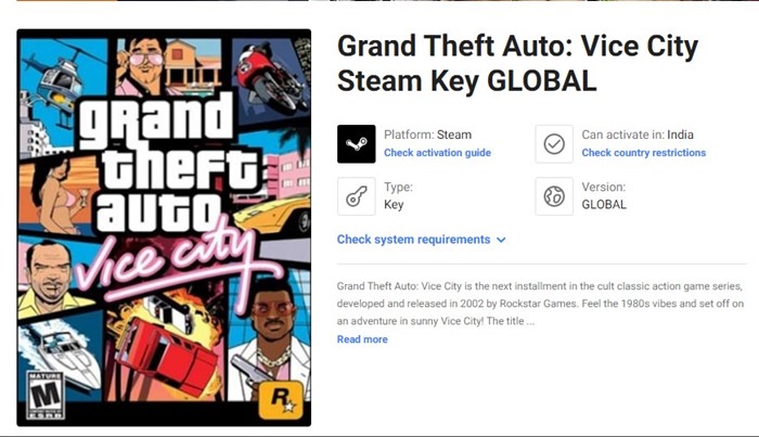 Download GTA Vice City Key From G2A