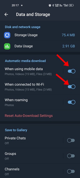 When using Mobile data