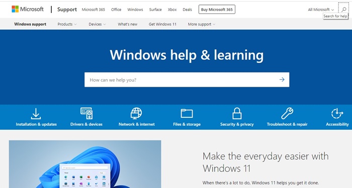 Windows Help & Learning Webpage