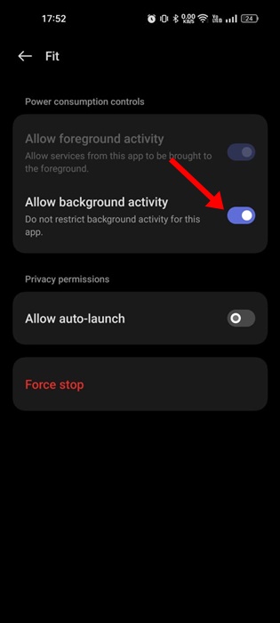 Allow background activity