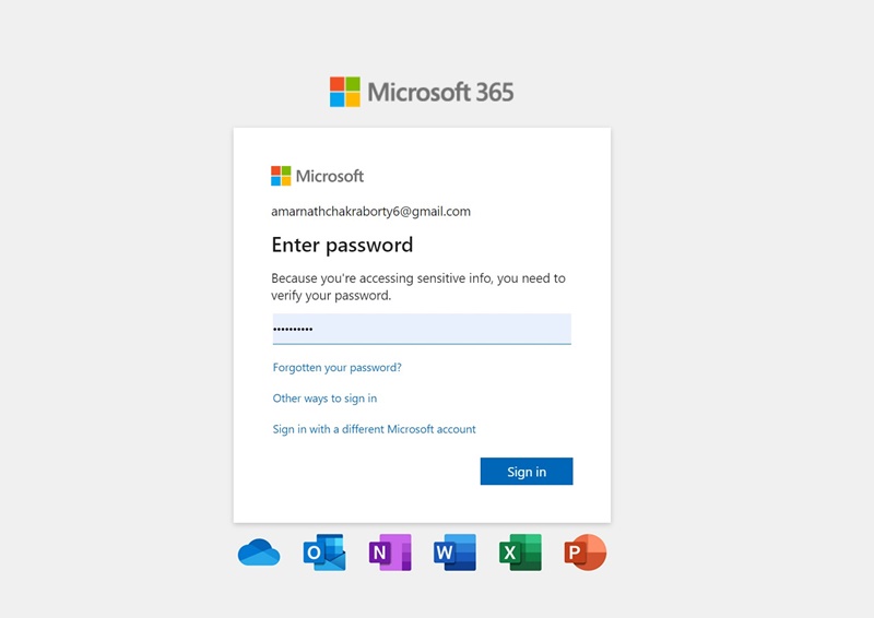 enter the Microsoft account