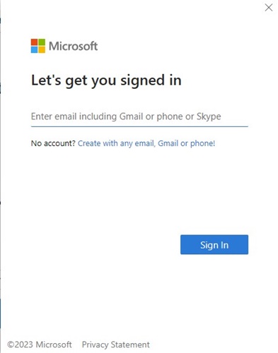 sign in with a different Microsoft Account