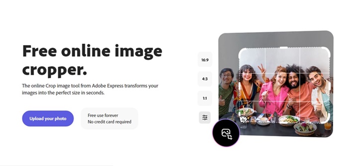Cortador de imagens on-line Adobe Express