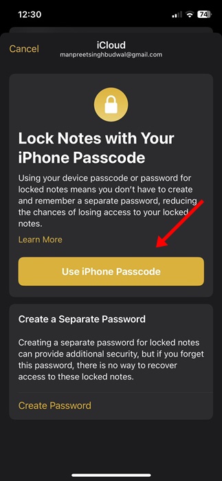 Sử dụng mật khẩu iPhone