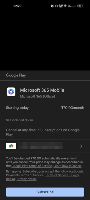 pay via Google Play Credit